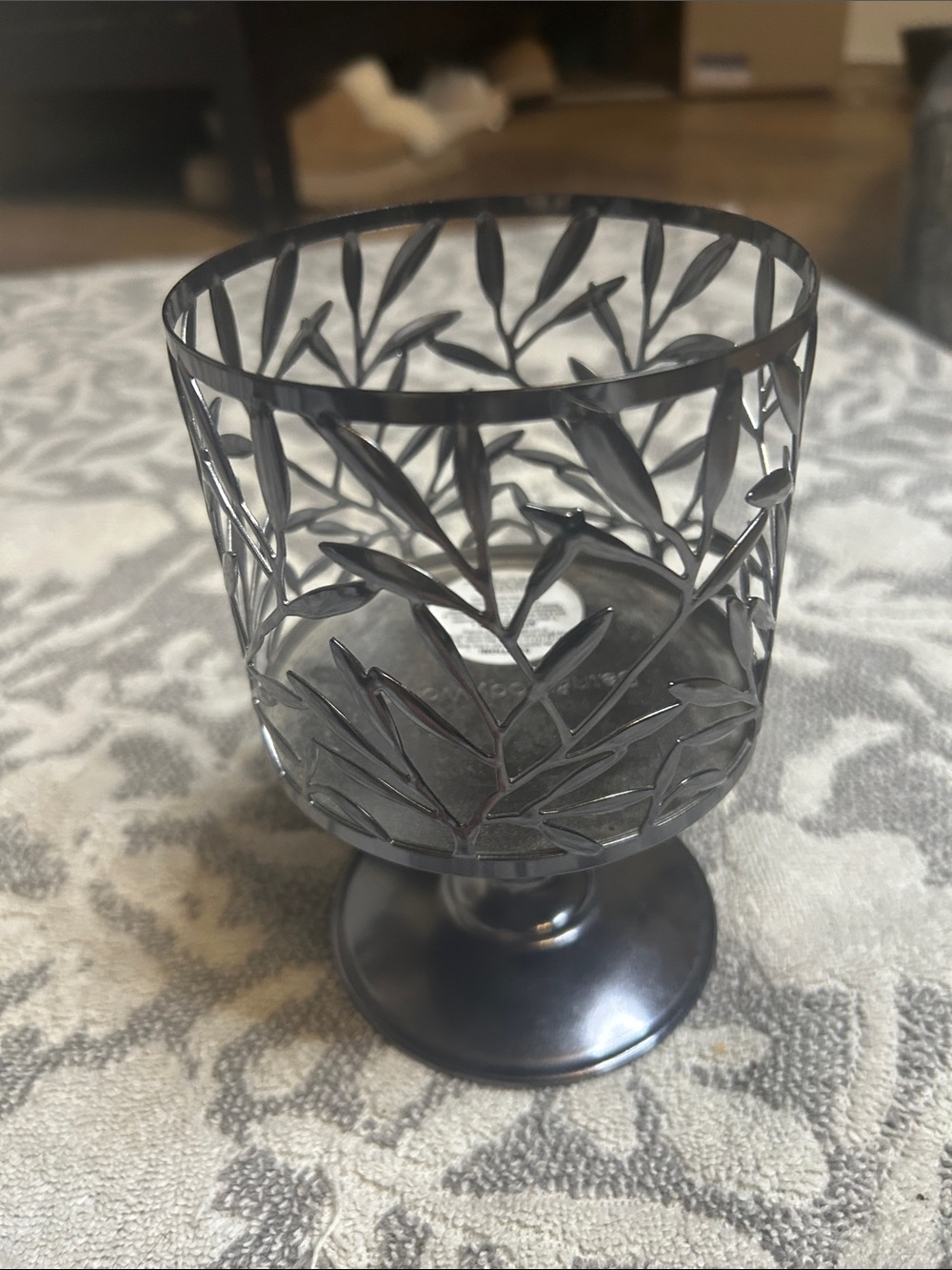 Bath & Body Works Black Leaf Cutout Pedestal Candle Holder - Picture 7 of 7